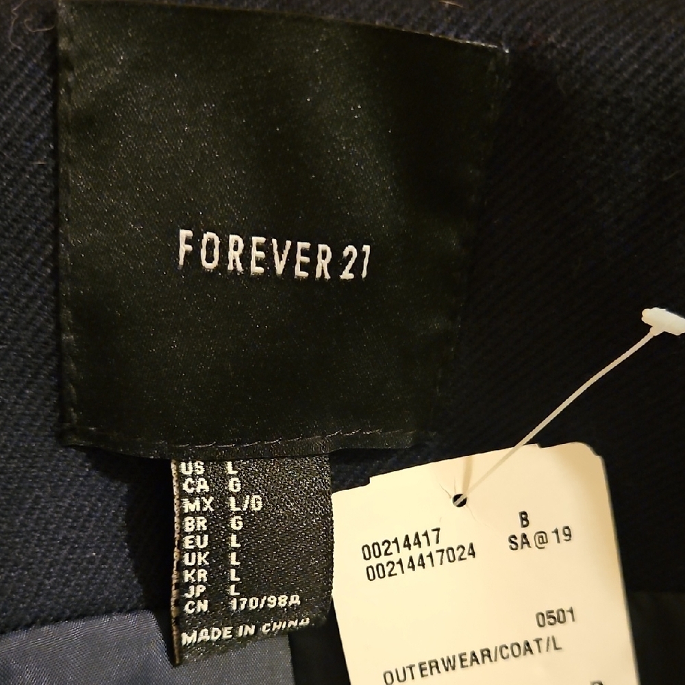 Forever 21 Premium Label Dark Blue Military-Inspired Coat - Picture 9 of 10